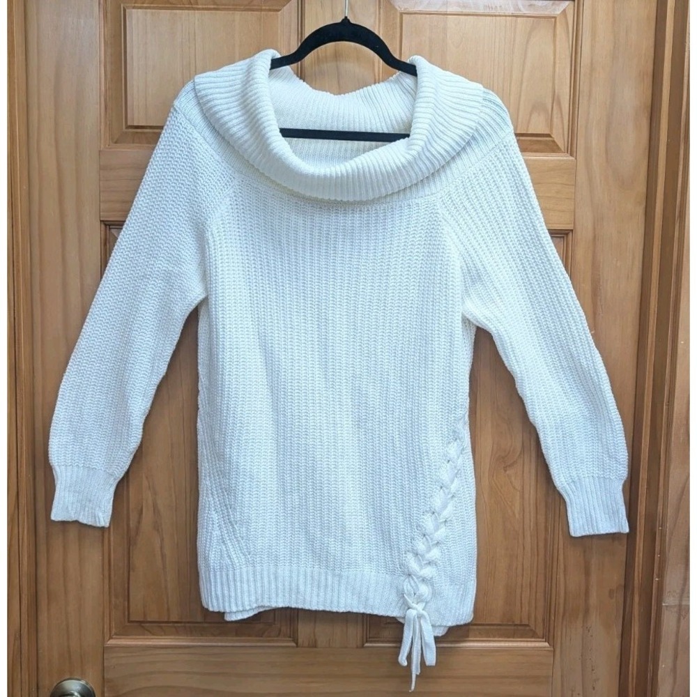 Jessica Simpson Women's Large Sweater Cowl Neckline Pullover Tie Detail on Side